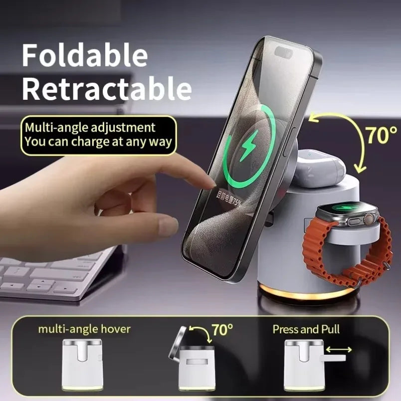 Qi2 3 In 1 Wireless Charger Station With Night Lamp - Smarsty