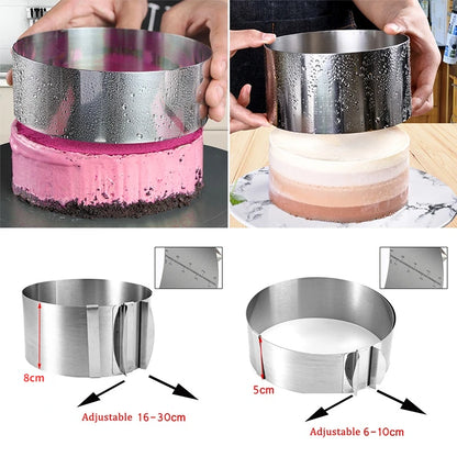 Rustproof Adjustable Stainless Steel Cake Mousse Ring - Smarsty