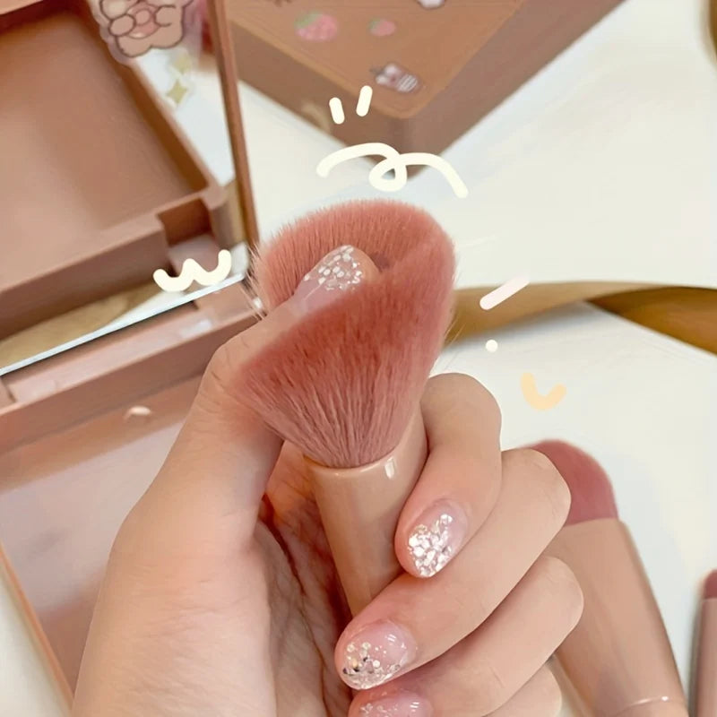 5Pcs Portable Makeup Brush Set With Mirror - Smarsty