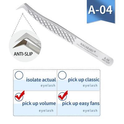 NAGARAKU Stainless Steel Eyelash Extension Tweezers Precision Grip - Smarsty