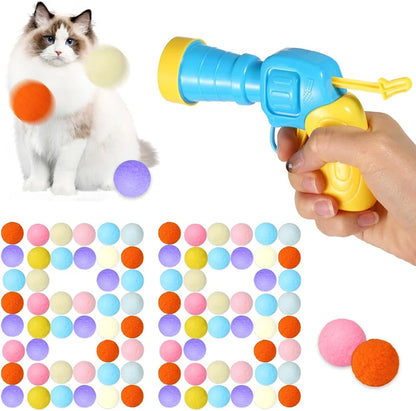 Interactive Cat Toy Shooting Gun with Plush Balls - Smarsty