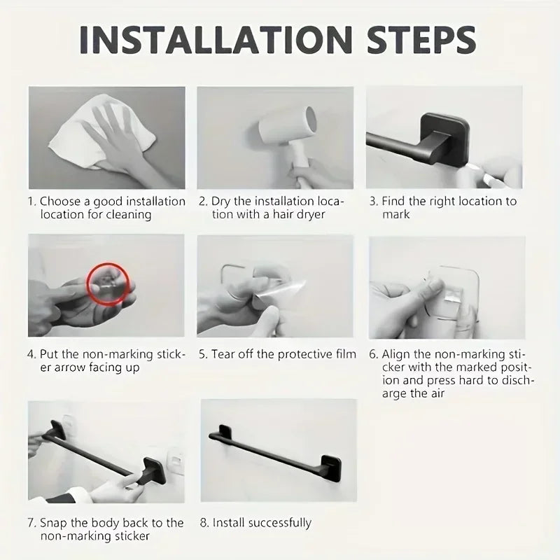 Wall Mounted Towel Rack With No Drilling Installation - Smarsty
