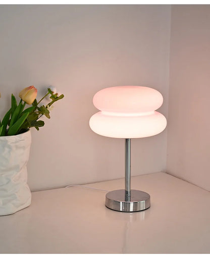 Trichromatic Dimming Macaron Glass Table Lamp for Cozy Bedrooms - Smarsty