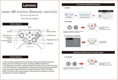 Lenovo S02 Wireless Bluetooth Gamepad with RGB Lighting - Smarsty