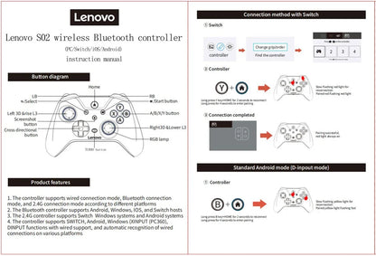 Lenovo S02 Wireless Bluetooth Gamepad with RGB Lighting - Smarsty