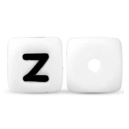 50Pcs Silicone Alphabet Beads White DIY Jewelry Making - Smarsty