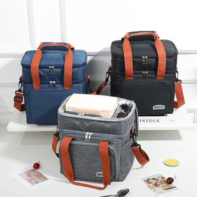 Double Layer Leakproof Lunch Bag Large Capacity Insulation - Smarsty