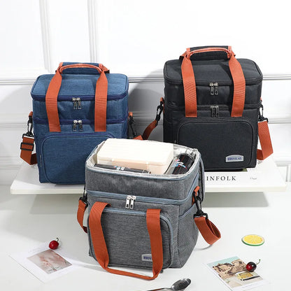 Double Layer Leakproof Lunch Bag Large Capacity Insulation - Smarsty
