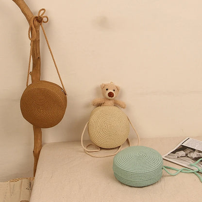 Round Straw Bag For Women Woven Handmade Shoulder Bag - Smarsty