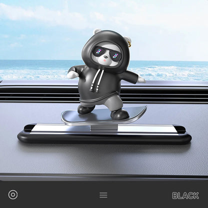 Car Center Console Ornament Bear Cartoon Alloy Sliding - Smarsty