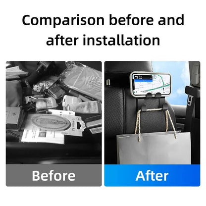 Seat Headrest Hook Organizer With Phone Holder For Car - Smarsty