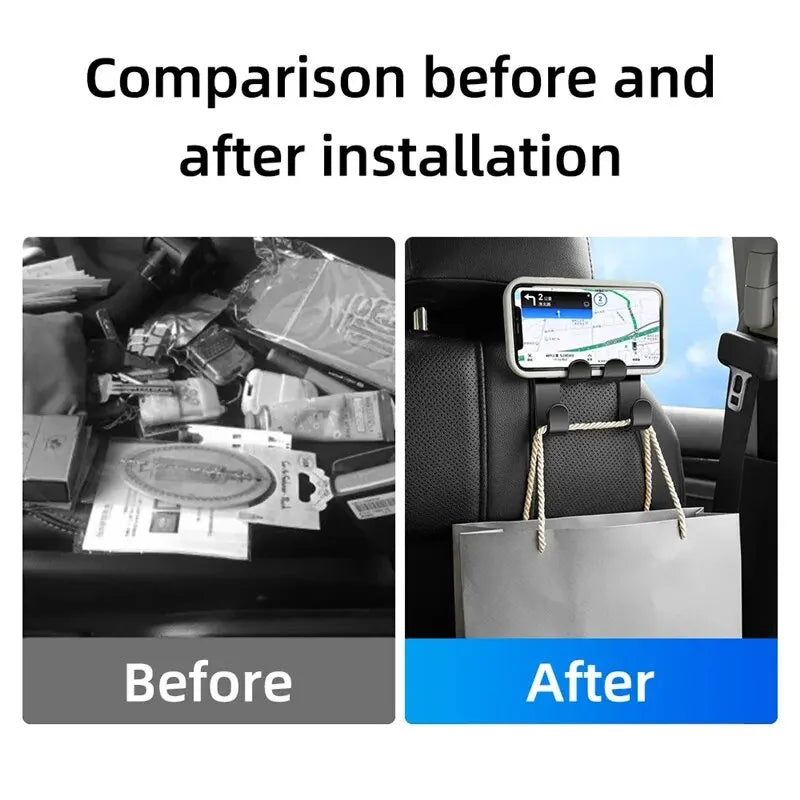 Seat Headrest Hook Organizer With Phone Holder For Car - Smarsty