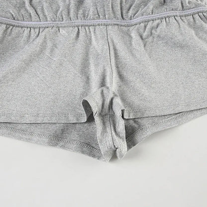 Solid Lace-up Mini Skirts Sexy American Retro Basic Vintage Casual Short Bottoms Basic Casual A-Line Knit Clothing - Smarsty