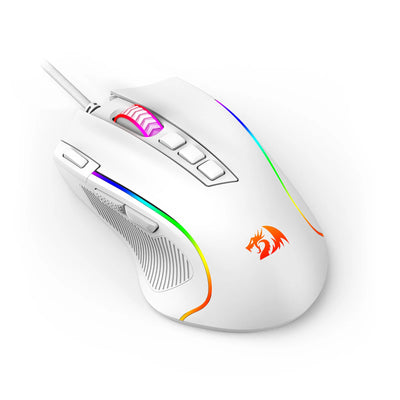 Redragon M612 Predator RGB Gaming Mouse 8000 DPI Wired Optical with 11 Programmable Buttons, White - Smarsty