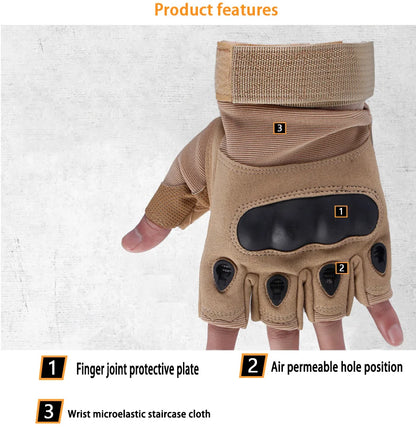 Tactical Hard Knuckle Fingerless Gloves for Combat - Smarsty