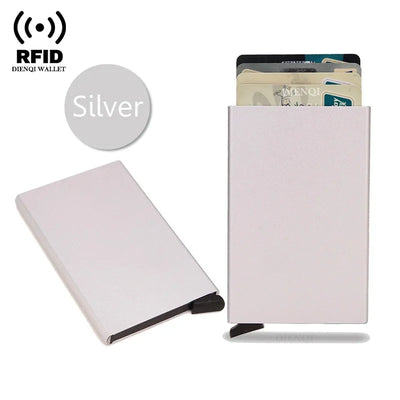 Rfid Credit Card Holder Metal Thin Slim Smart Wallet Men Women Wallets Pop Up Minimalist Small Black Purse Mini Walets for Men - Smarsty