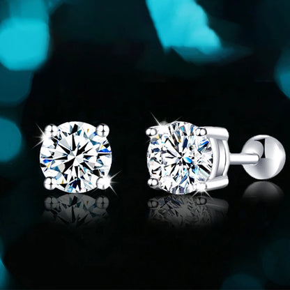 Moissanite Studs 0.5 To 2Ct Sterling Silver Screw Back - Smarsty