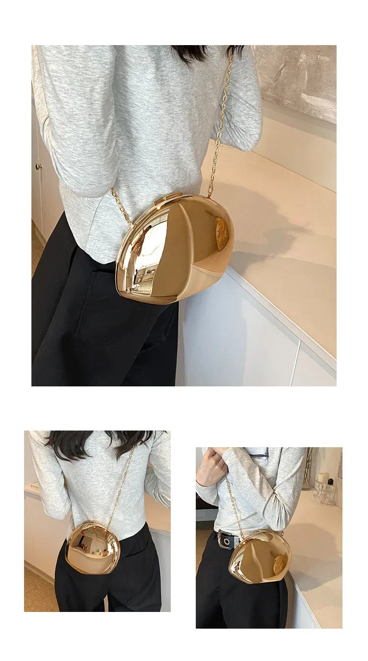 Designer Acrylic Shell Clutch Bag Metallic Evening Purse - Smarsty