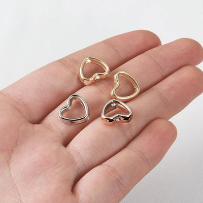 50pcs Heart Frame Beads Double Hole Spacers for Jewelry Making - Smarsty