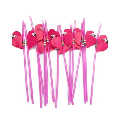 Flamingo Drinking Straws with Tropical Umbrellas for Parties - Smarsty