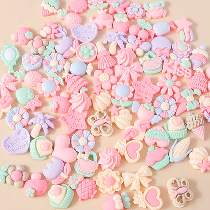 Kawaii Resin Flatback Pink Charms Pack For Diy Earrings - Smarsty