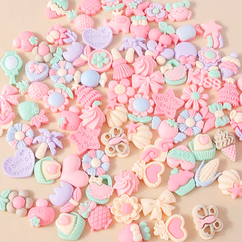 Kawaii Resin Flatback Pink Charms Pack For Diy Earrings - Smarsty