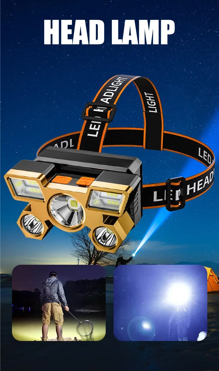 Powerful Rechargeable Head Flashlight for Fishing Led Headlamp Nitecore Camping Headlights Hunting Torch Hiking Front Lanterns - Smarsty
