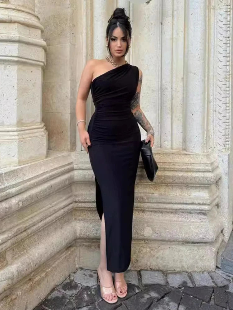 Summer Black New Dress Women Fashion Sexy Split Sleeveless Backless Slim Maxi Dress Female Casual Club Elegant Lady Party Dress - Smarsty