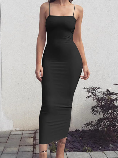 2025 New Spring Summer Women's High Elastic Sleeveless Backless Dress Long Sling Dresses Club Sexy Suspender Dress - Smarsty