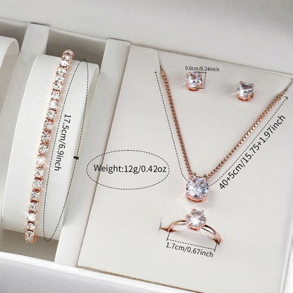 6PCS Women's Rhinestone Quartz Watch Jewelry Set - Smarsty