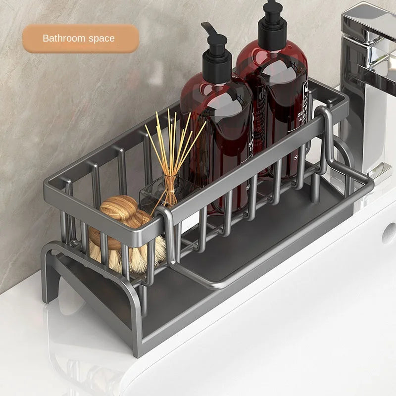Kitchen Sink Draining Rack with Cleaning Cloth Storage - Smarsty