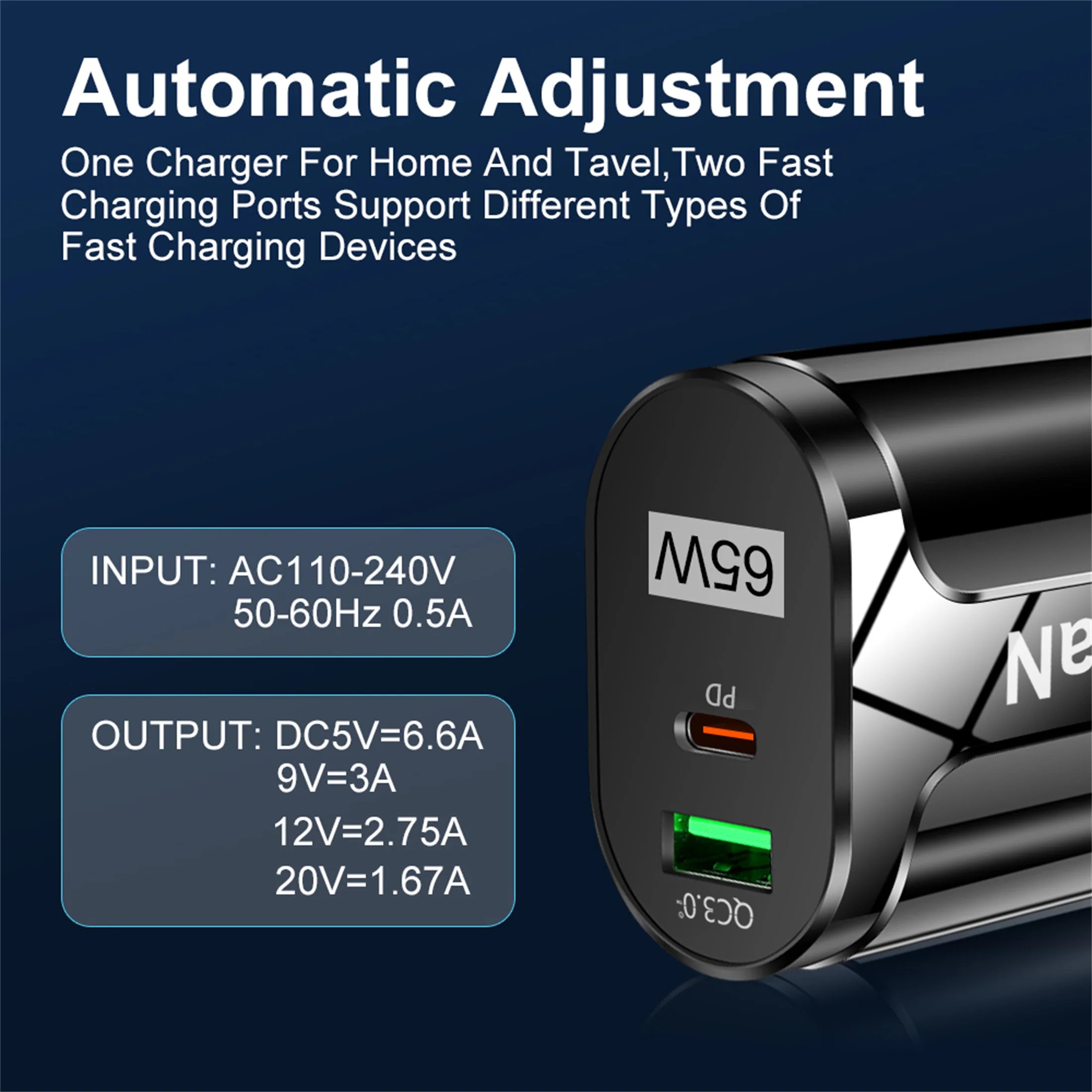 GaN 65W USB C Charger PD Ultra FastCharge For Phones - Smarsty