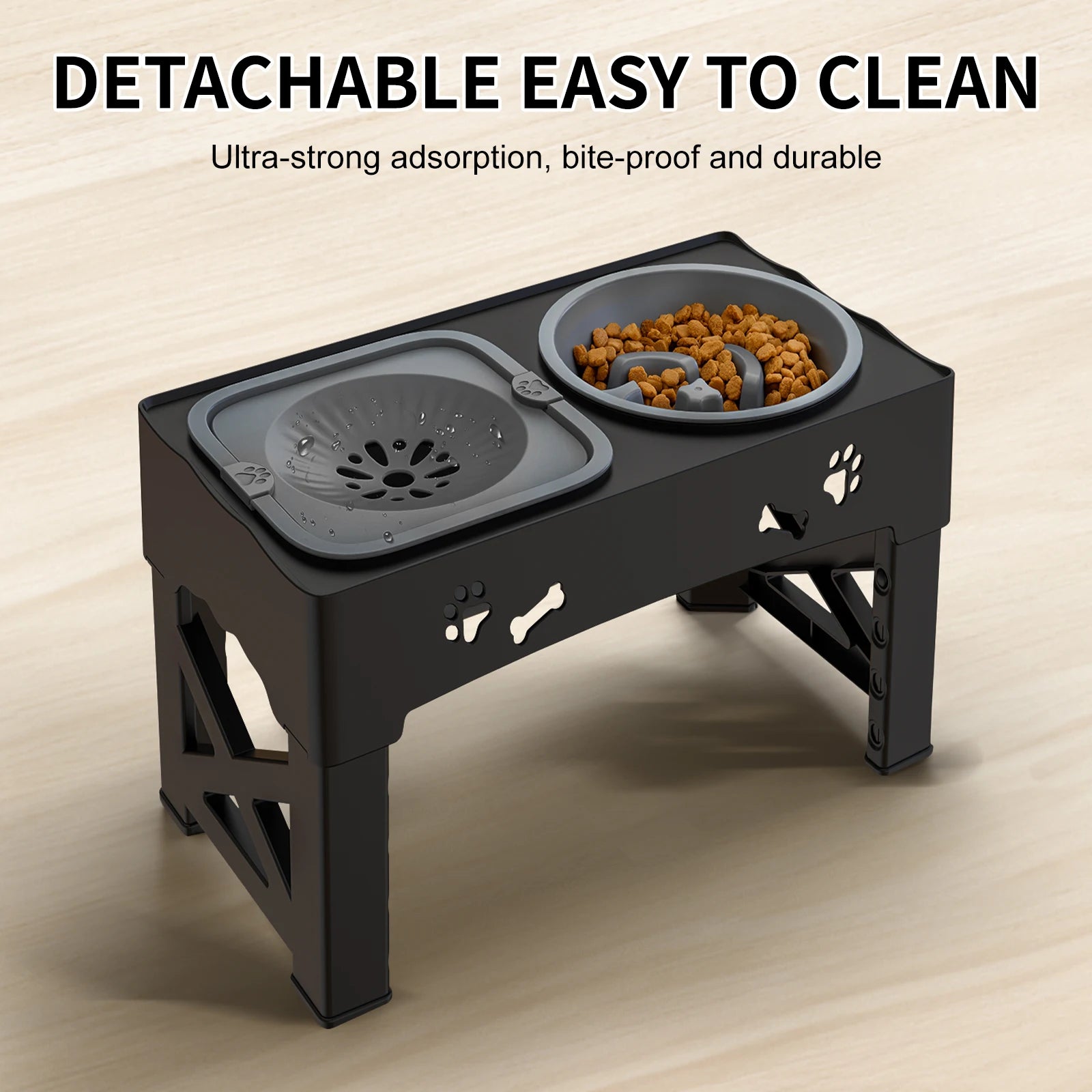 Adjustable 3 In 1 Pet Feeder With Slow Feed Bowls - Smarsty