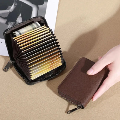 20 Detents Cards Holders PU Business Bank Credit Bus ID Card Holder Cover Coin Pouch Anti Demagnetization Wallets Bag Organizer - Smarsty