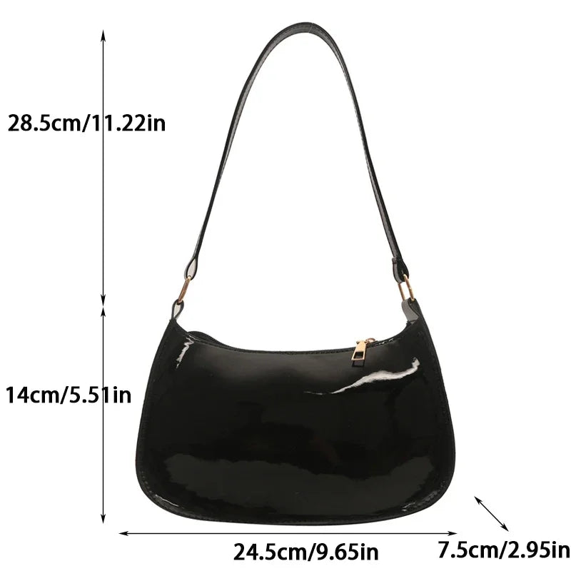 Vintage Patent Leather Shoulder Bag For Women Designer - Smarsty