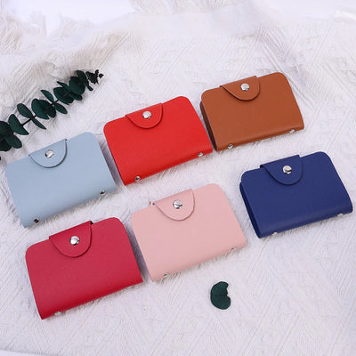 24 Bits Credit Card Holder Business Bank Card Pocket PU Large Capacity Card Cash Storage Clip Organizer Case ID Holder Pouch - Smarsty