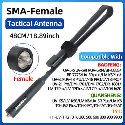 ABBREE CS Tactical Antenna SMA-Female Dual Band VHF UHF 144/430Mhz Foldable For Walkie Talkie Baofeng UV-21 UV-5R QuanSheng K5 - Smarsty