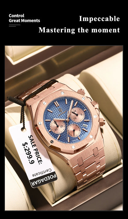 Luxury Men's Chronograph Watch with Waterproof Feature - Smarsty