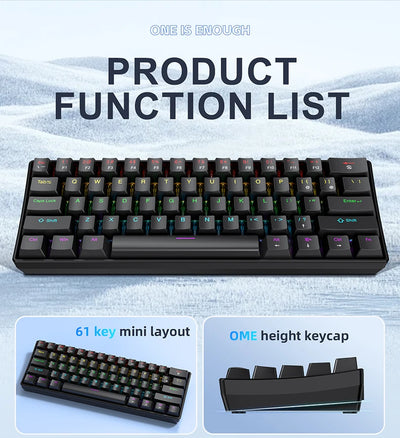 Sixty Percent Mechanical Keyboard With USB Wired Compact - Smarsty