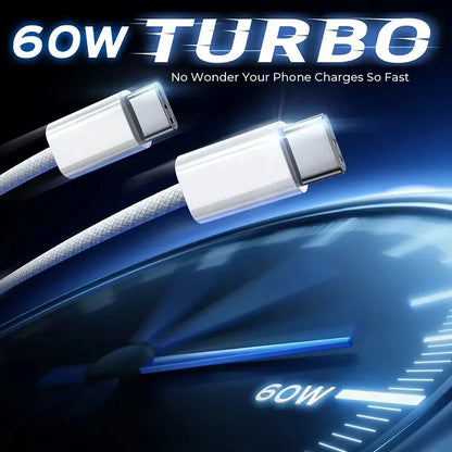 Original 60W PD USB-C USB C Fast Charger Cable For Apple iPhone 17 Air 16 Pro Max 15 Plus Type C Quick Charging Xiaomi Samsung