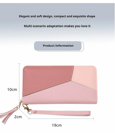 Fashion Women's Wallet Zipper Coin Purse Lady Short Clutch Purse Handbag Patchwork Leather Female Card Holder Wallet Phone Pouch - Smarsty