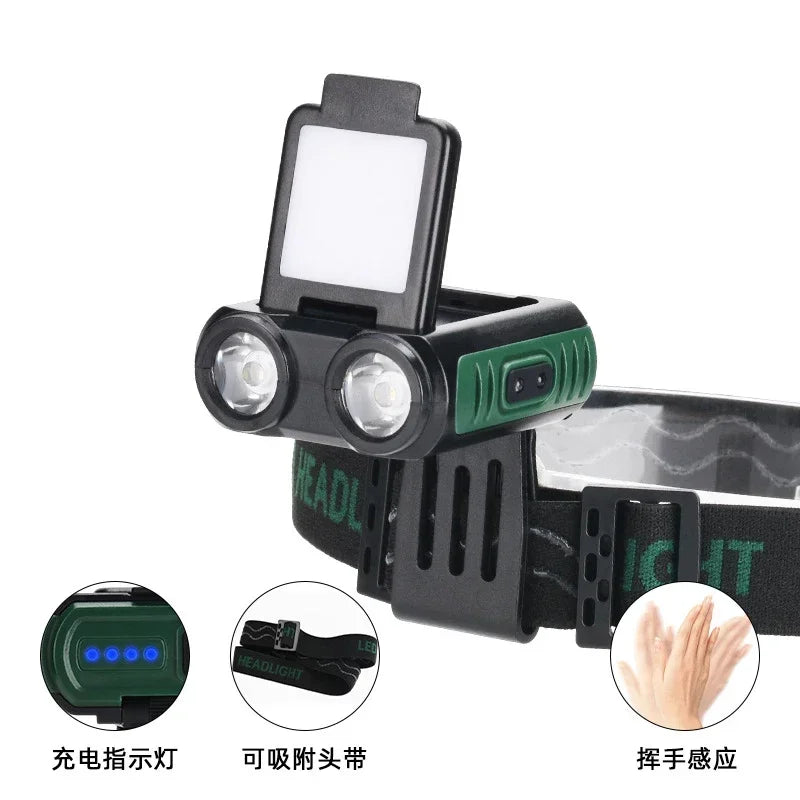Ultra Bright Mini Rechargeable Head Lamp LED Clip on Cap Light Waterproof Sensor Hat Light Flashlight Headlamp for Fishing Camp by Smarsty