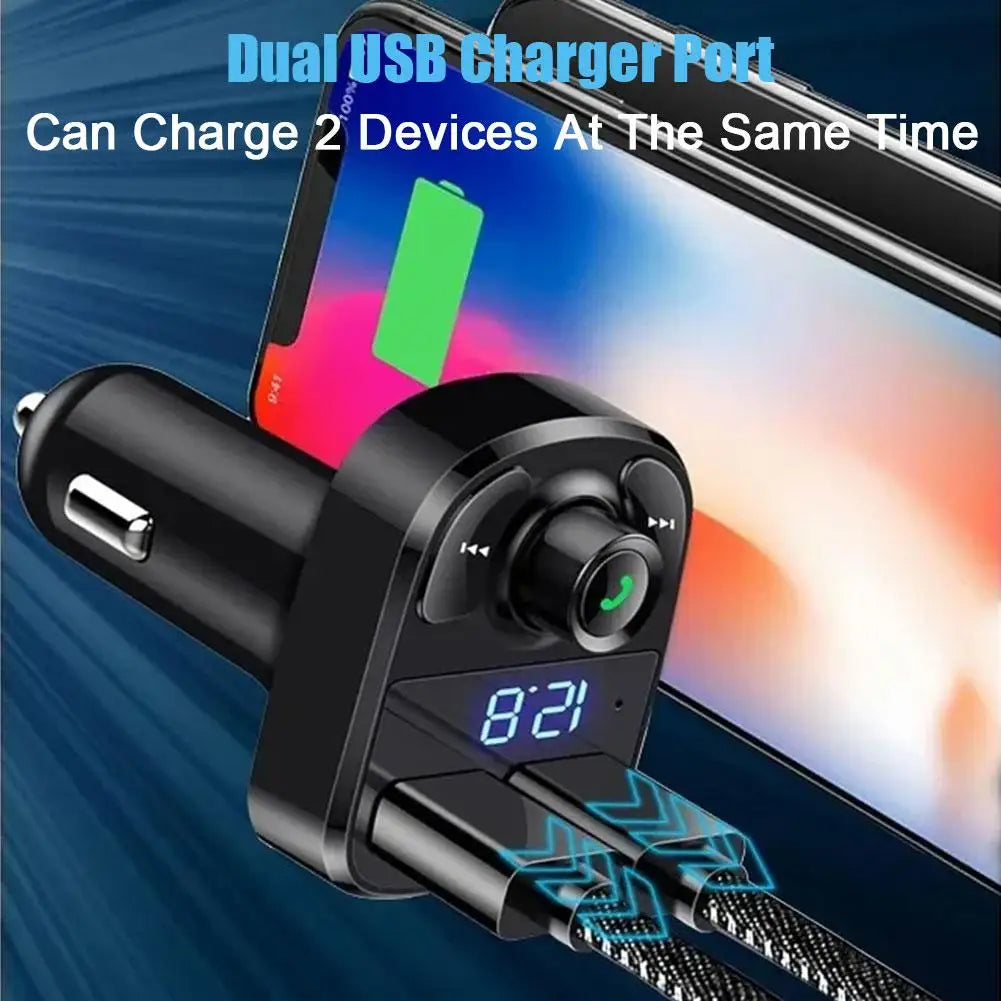 Wireless Bluetooth Car Charger With FM Transmitter Dual USB - Smarsty