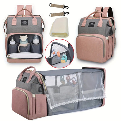 Mommy Bag Lightweight Portable Folding Crib Bed Large-capacity Travel Maternity Bags Baby Backpack Female Mommy Outting Bag by Smarsty