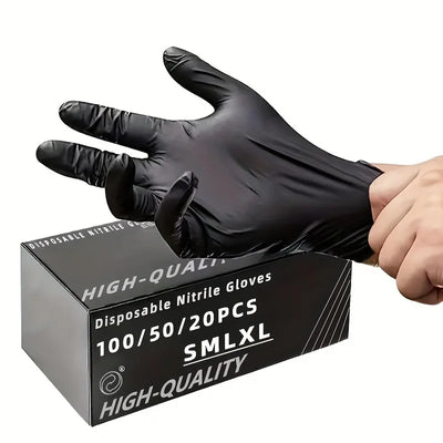 100/50/20PCS Black Nitrile Gloves Thickened Disposable Gloves for Cleaning Hairdressing  Waterproof Dishwashing Tattoo Gloves - Smarsty