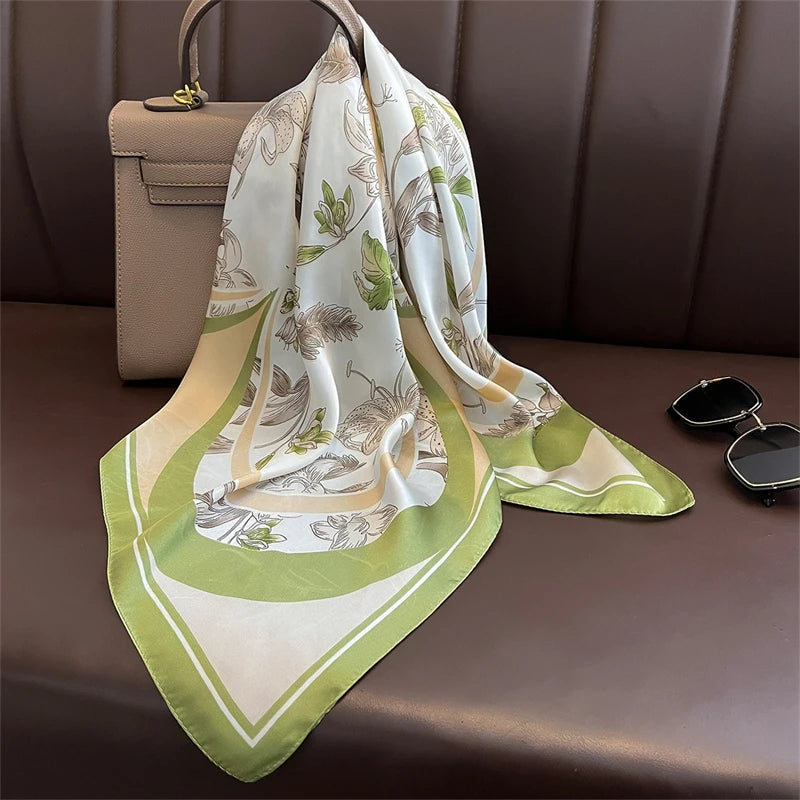 Luxury Silk Skinny Scarf with Cat Print for Women - Smarsty