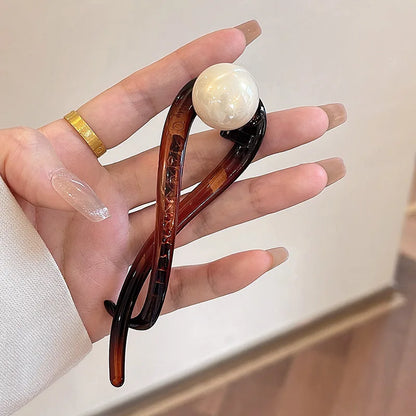 Twist Hair Clip with Imitation Pearl Design for Women - Smarsty