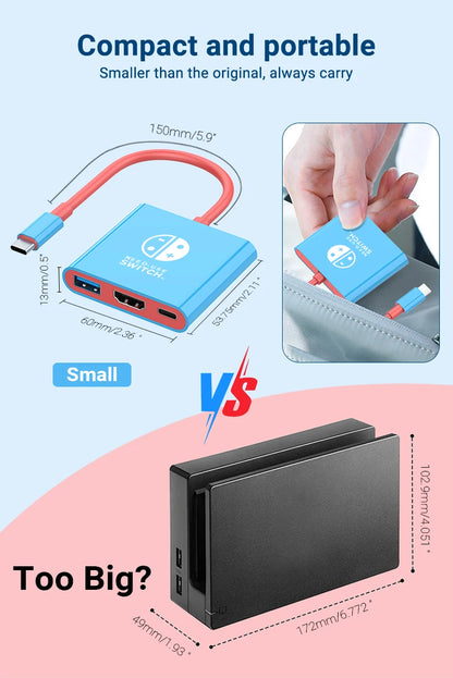Portable USB C Hub With HDMI Travel And Gaming Dock