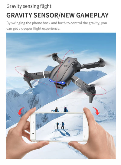 E99 PRO Drone with Flash Professional HD Dual Camera WIFI Obstacle Avoidance RC Helicopters Aerial Photography Quadcopter - Smarsty