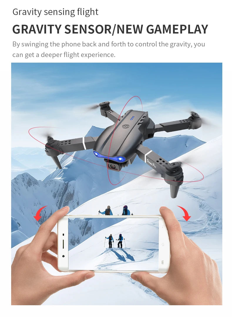 E99 PRO Drone with Flash Professional HD Dual Camera WIFI Obstacle Avoidance RC Helicopters Aerial Photography Quadcopter - Smarsty